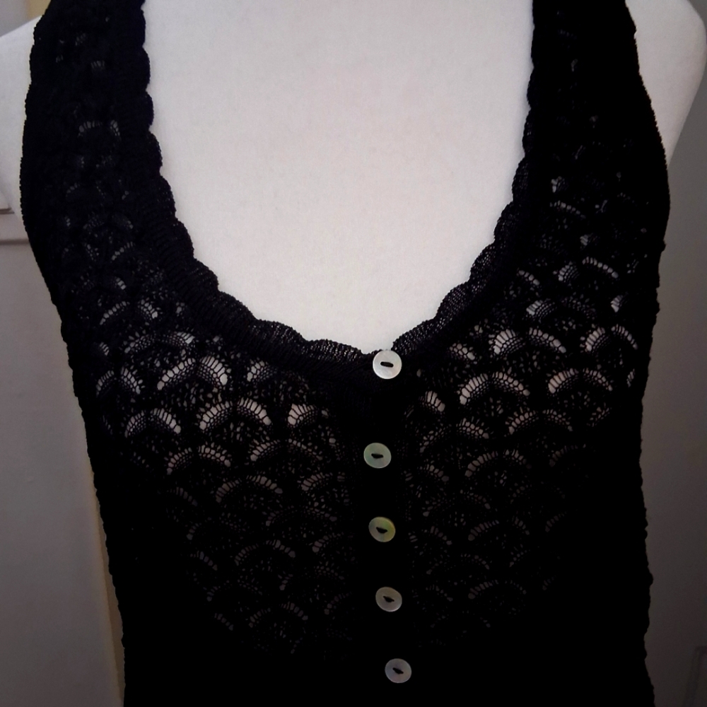 Vacay Set! 15$ Elegant ZARA  Black Lace Button Cami & Pant Size L NEVER WORN